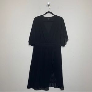 City Chic Black Shift Surplice Lace Hem Dress